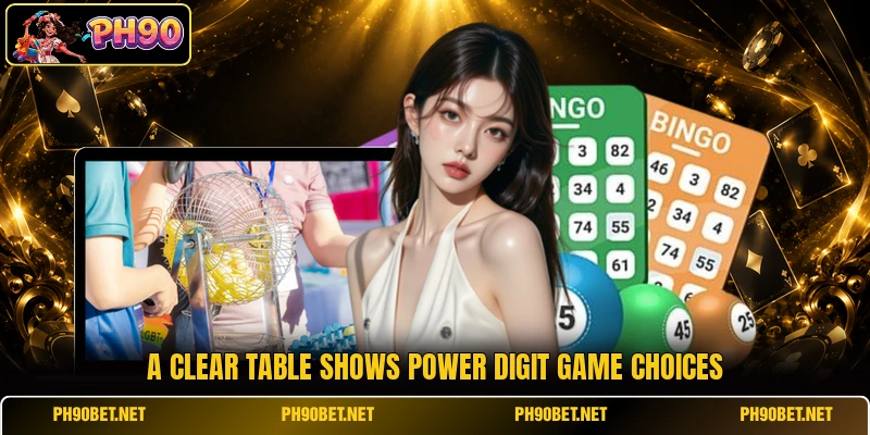 A clear table shows Power Digit Game choices