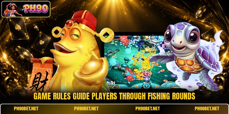Game rules guide players through fishing rounds