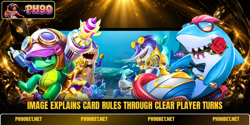 Image explains card rules through clear player turns