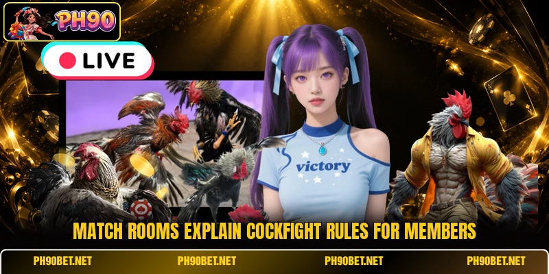 Match rooms explain cockfight rules for members
