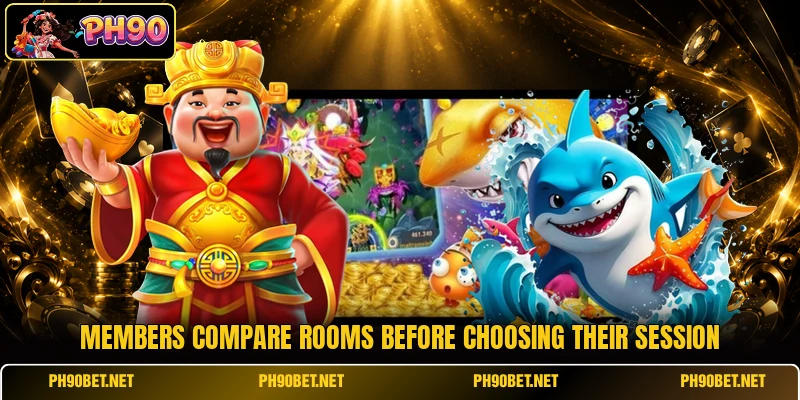 Members compare rooms before choosing their session
