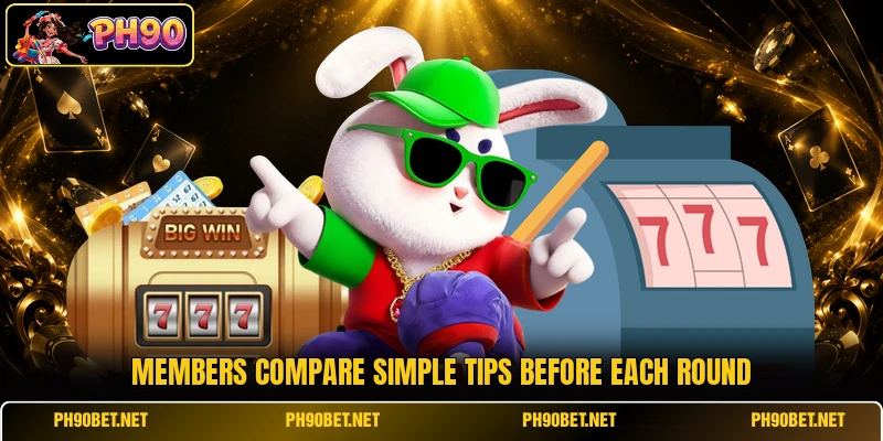 Members compare simple tips before each round