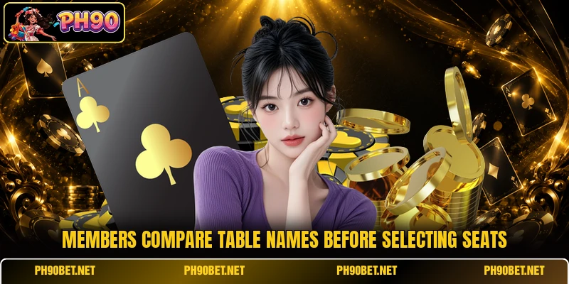 Members compare table names before selecting seats