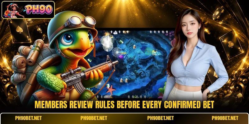 Members review rules before every confirmed bet