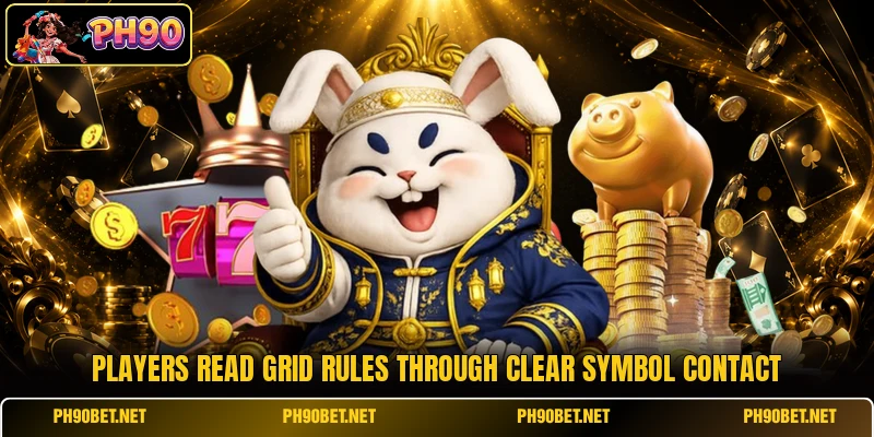 Players read grid rules through clear symbol contact