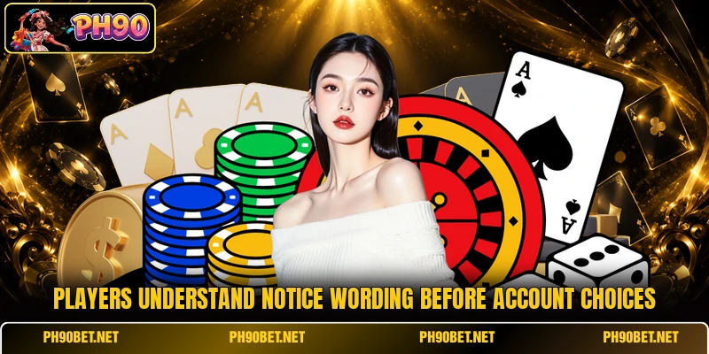 Players understand notice wording before account choices